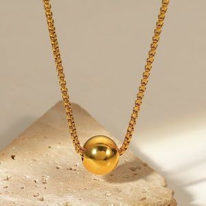 18K Gold Plated Stainless Steel Simple Ball Pendent Minimalistic Necklace